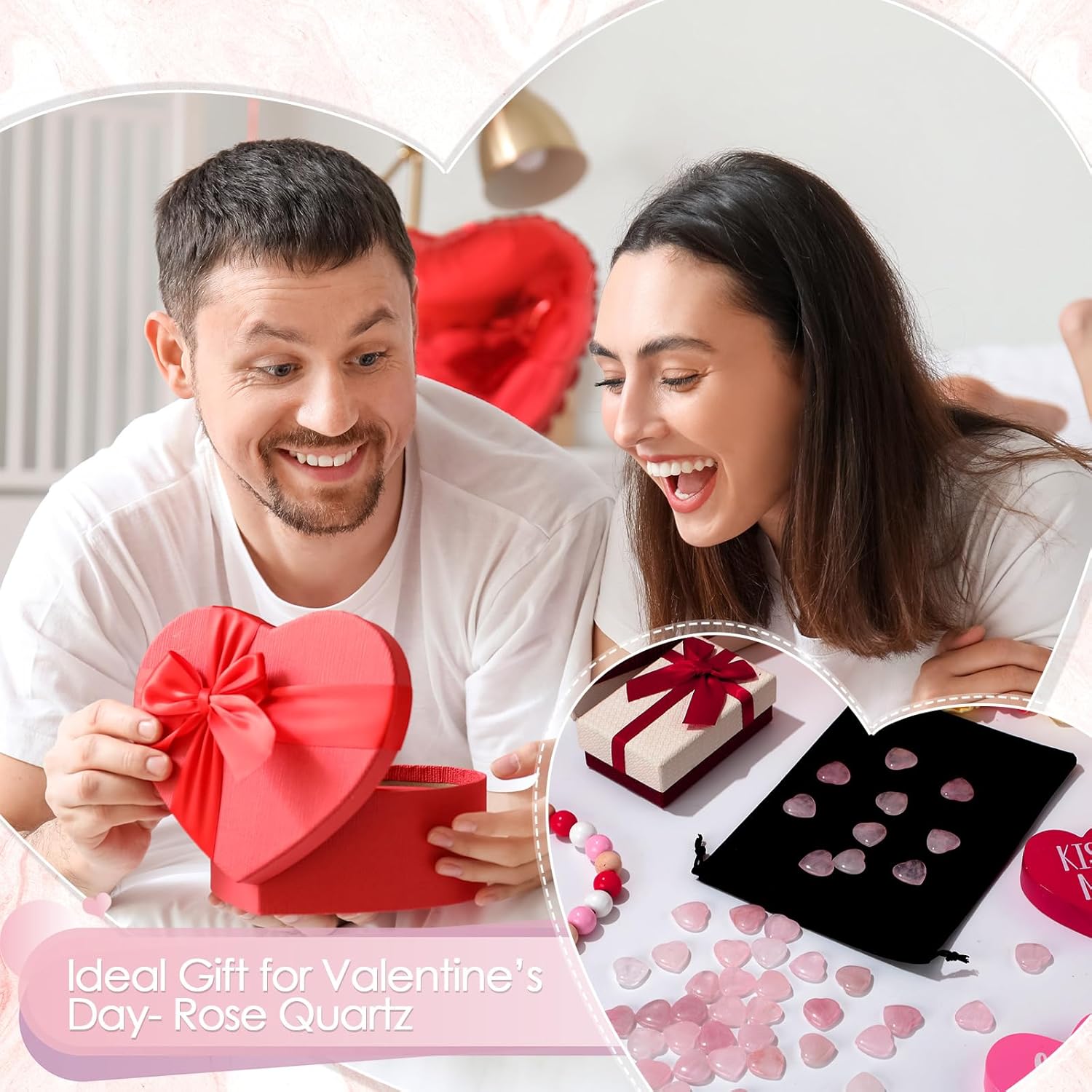 120 Pcs Heart Quartz Bulk Crystals Stone Bulk Natural Polished Stone Heart Love Carved Healing Worry Crystal with Flannel Bag for Women Gifts(Rose Quartz)